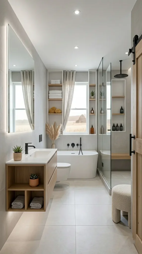 Small bathroom remodel layout ideas that maximize space with smart storage and glass shower