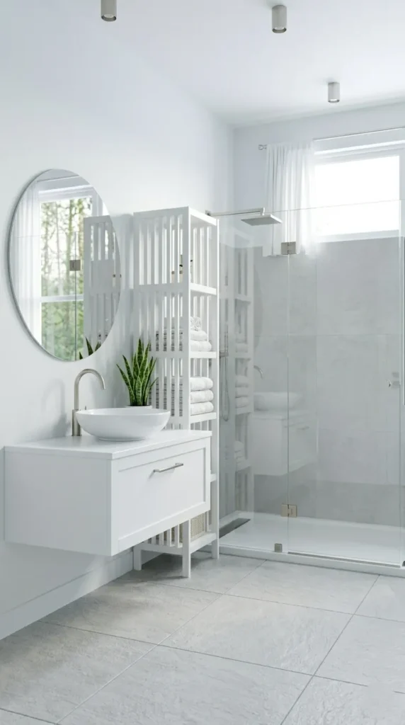 Small bathroom remodel ideas that feel open and spacious with floating vanity and glass shower