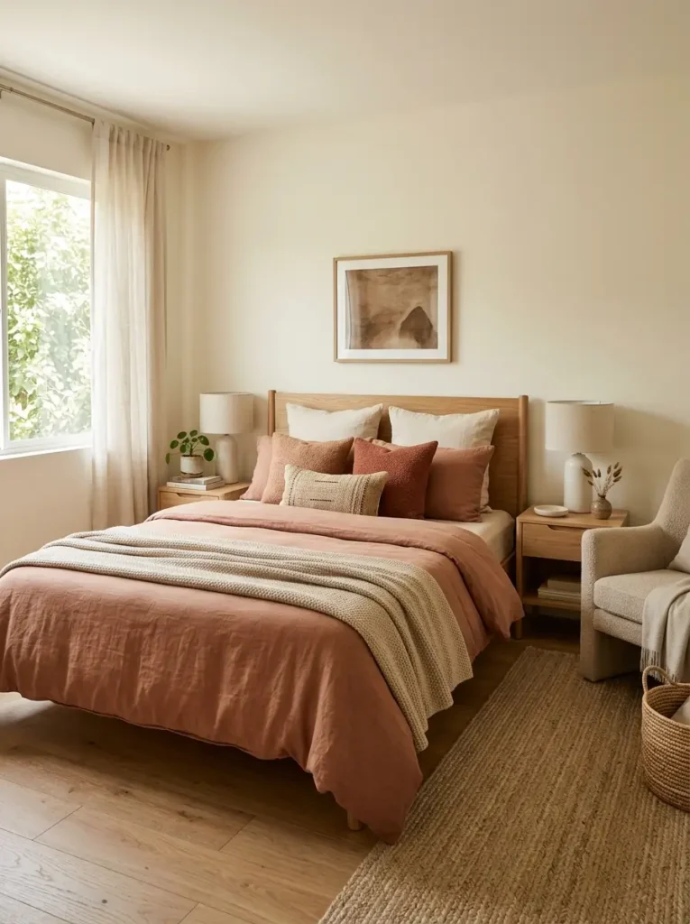 Earthy Vibrancy Colors in a calm and cozy bedroom design