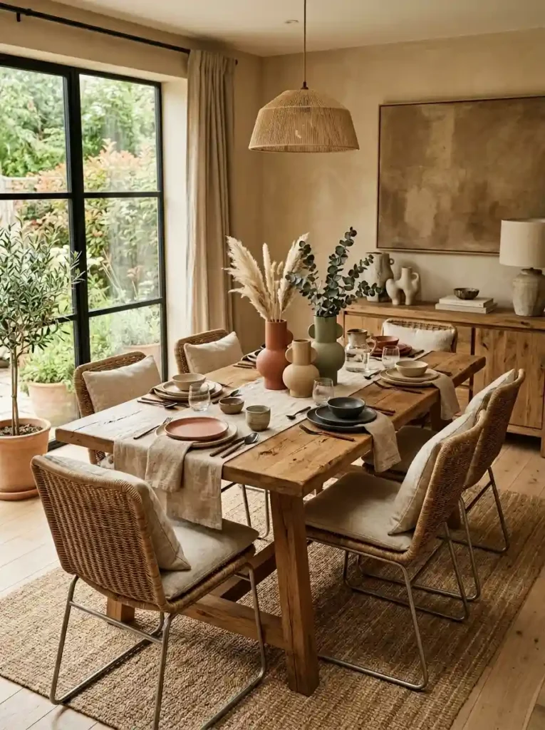 Earthy Vibrancy Colors in a warm and modern dining room design