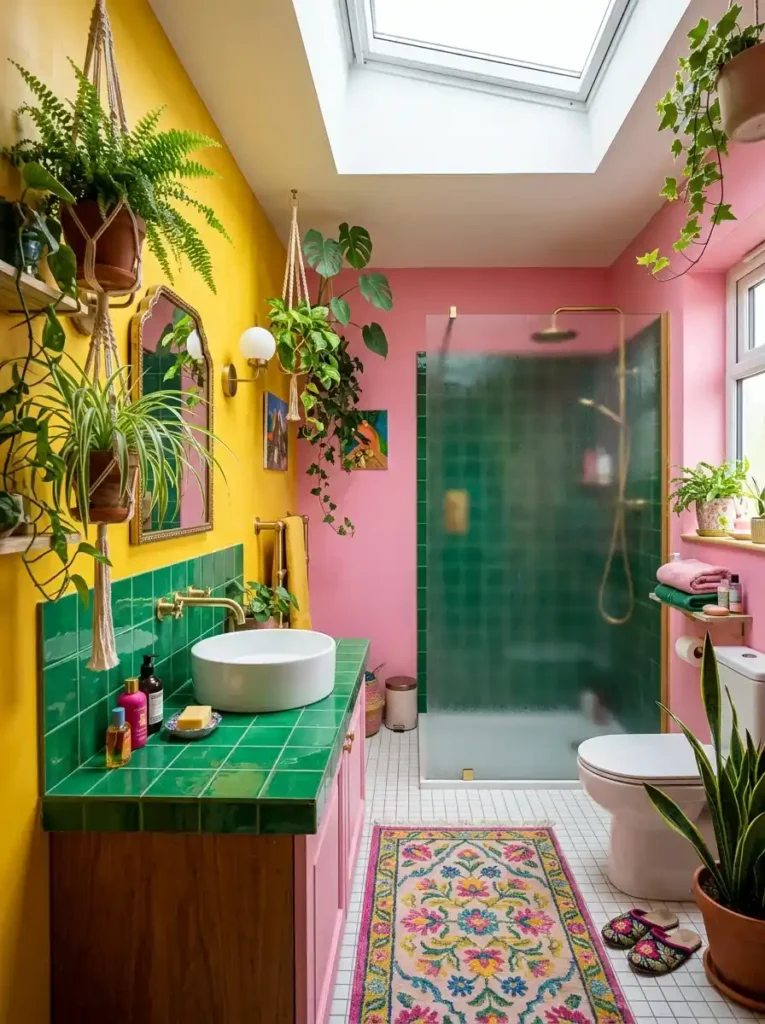 Funky Bathroom Ideas with bold colorful walls