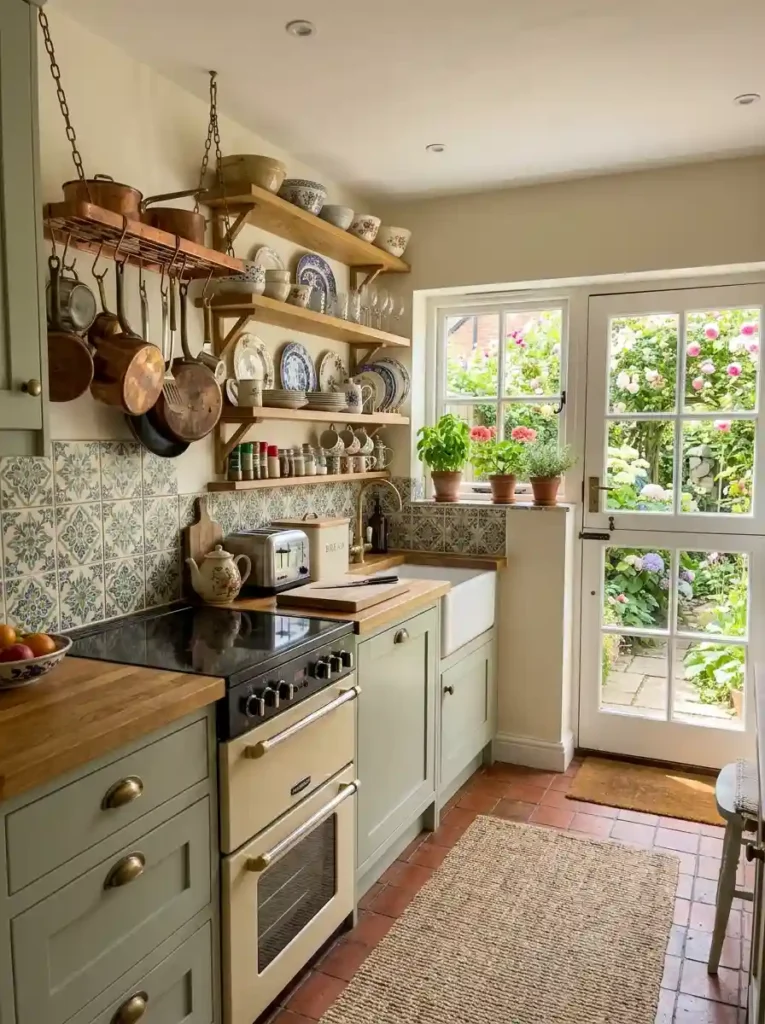 Terraced House Kitchen Ideas with cottage style and vintage decor