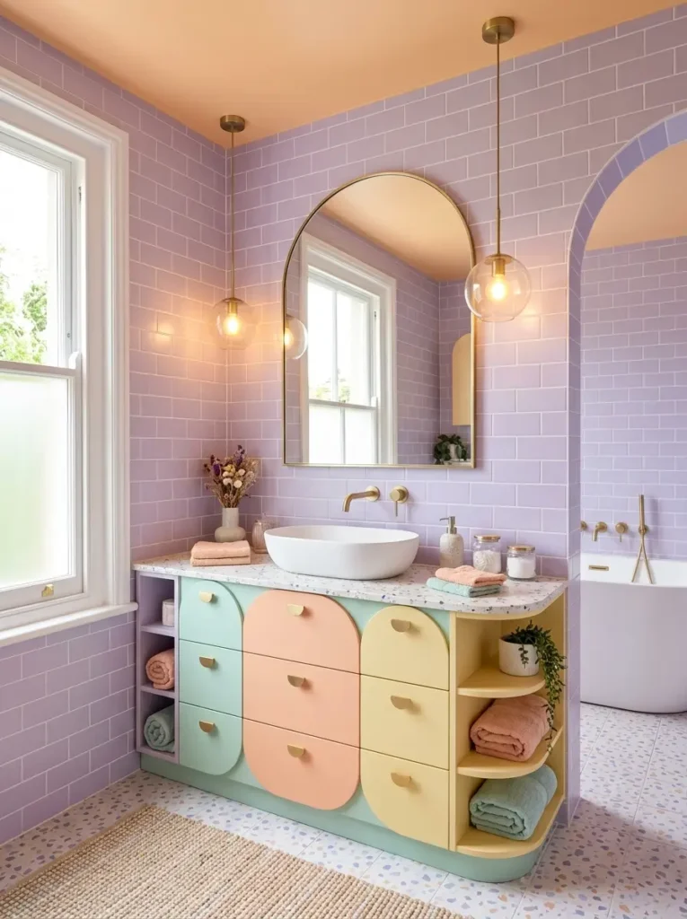 Funky Bathroom Ideas with pastel color design