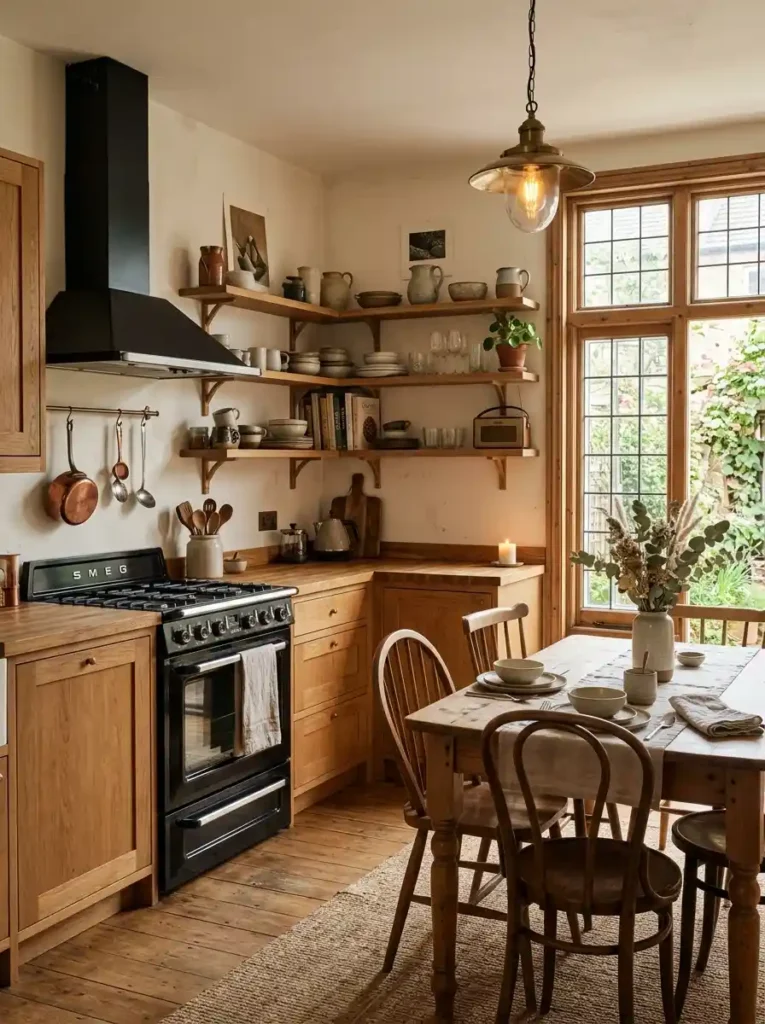 Terraced House Kitchen Ideas with rustic wood and modern appliances