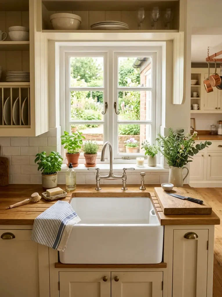 Farmhouse Kitchen Sink Ideas with bright rustic design