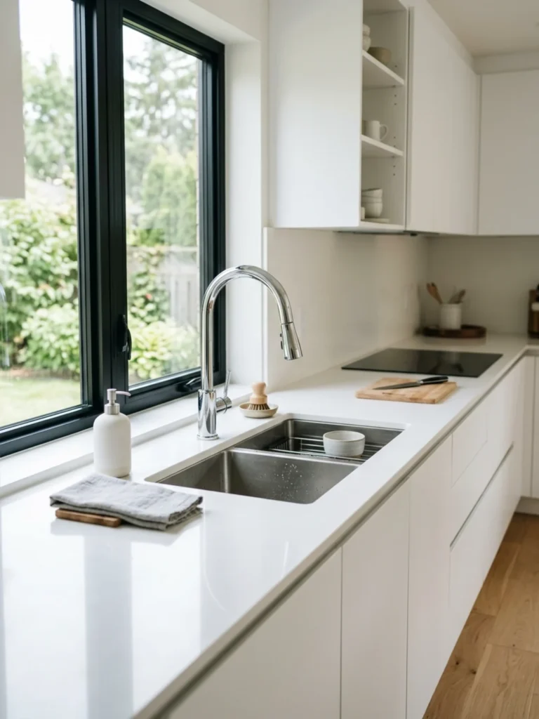 Minimalist Kitchen Sink Ideas with double basin design