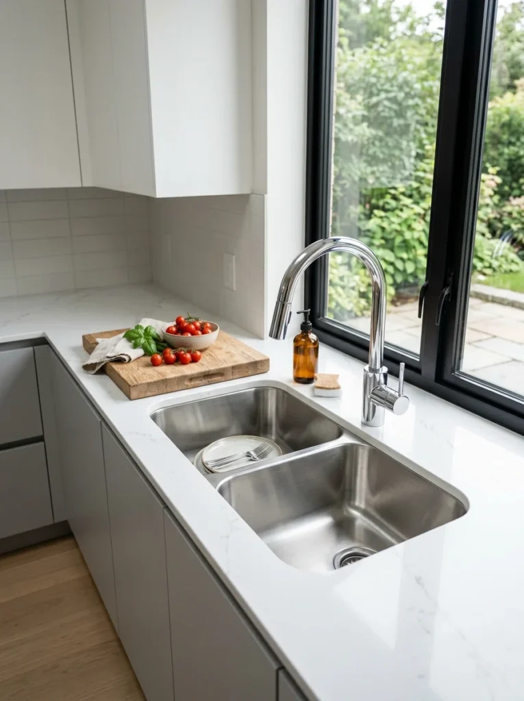 Modern dual stainless steel Kitchen Sink Ideas design