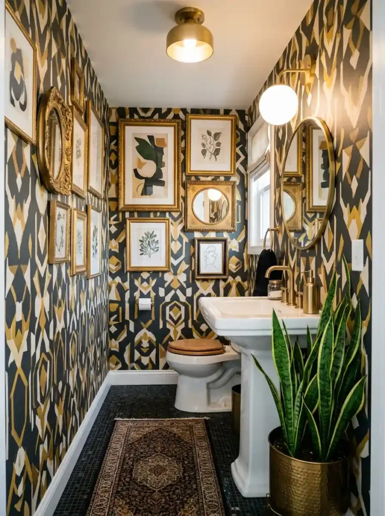 Funky Bathroom Ideas with bold wallpaper design