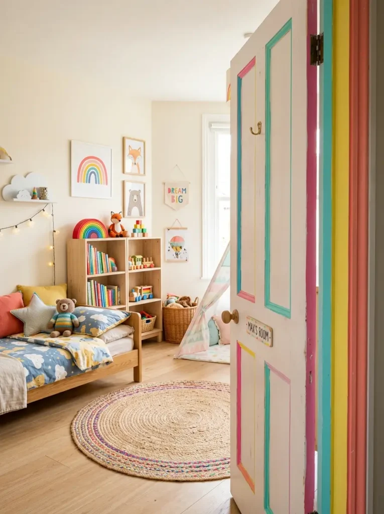 Colorful door edge painting ideas for a fun and creative interior