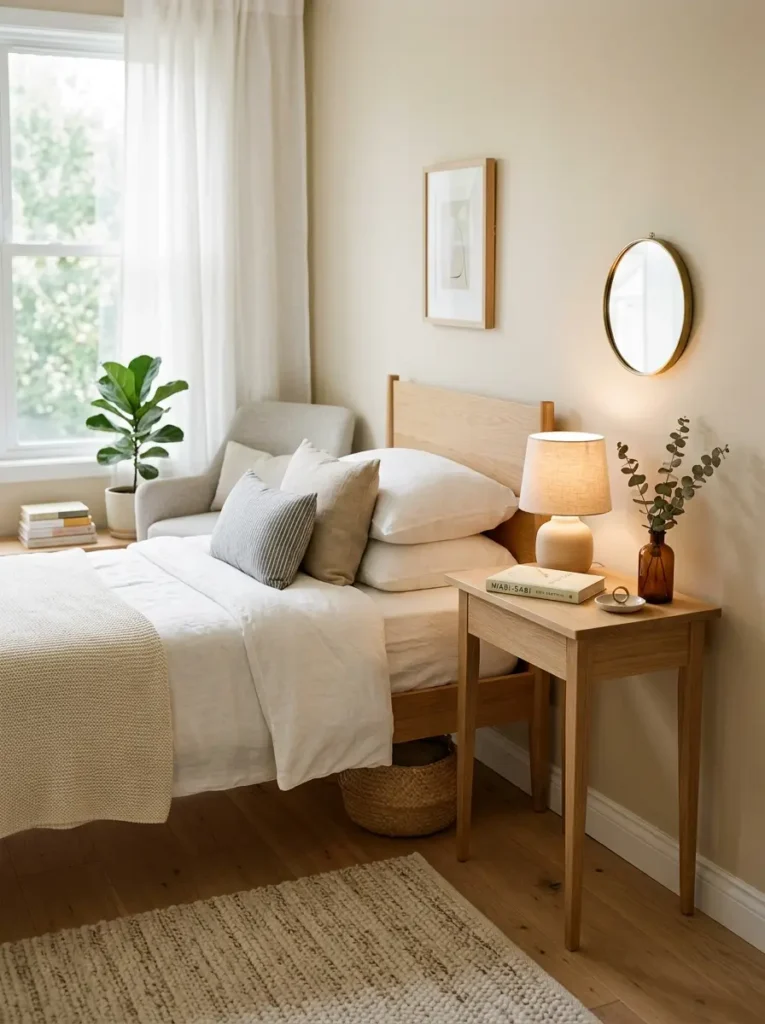 Slim Small Bedroom Nightstand Ideas with narrow bedside table
