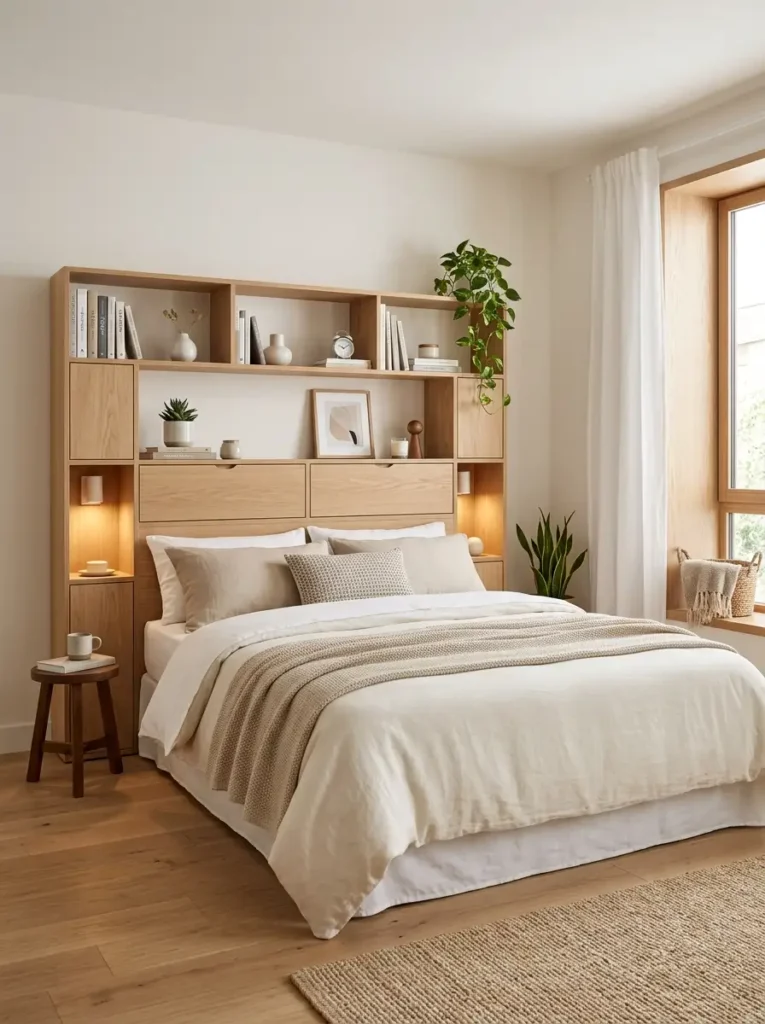 Storage headboard for Small Bedroom Storage Ideas