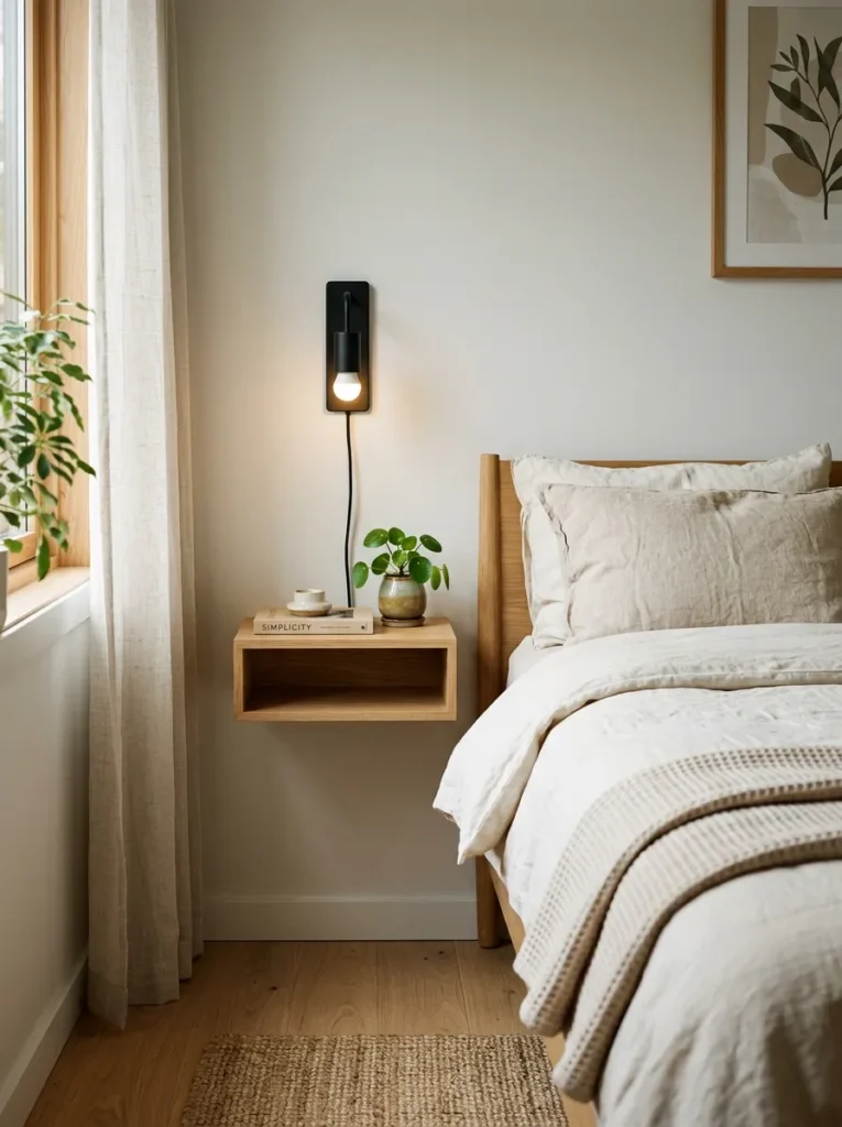 Small Bedroom Nightstand Ideas using wall shelf nightstand