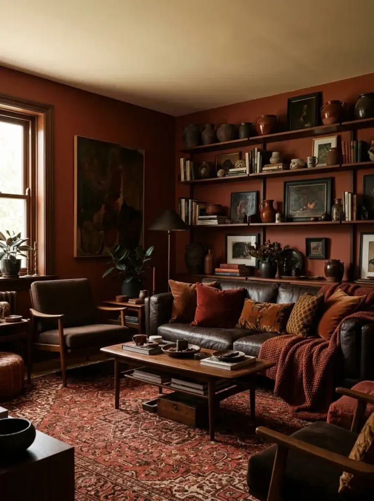 Overuse of Earthy Vibrancy Colors creating a heavy and crowded interior design