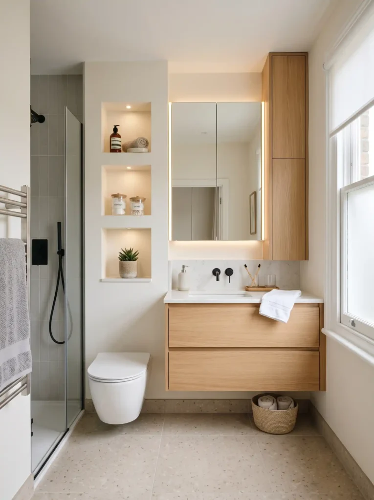Creative storage in Modern Small Bathroom Design