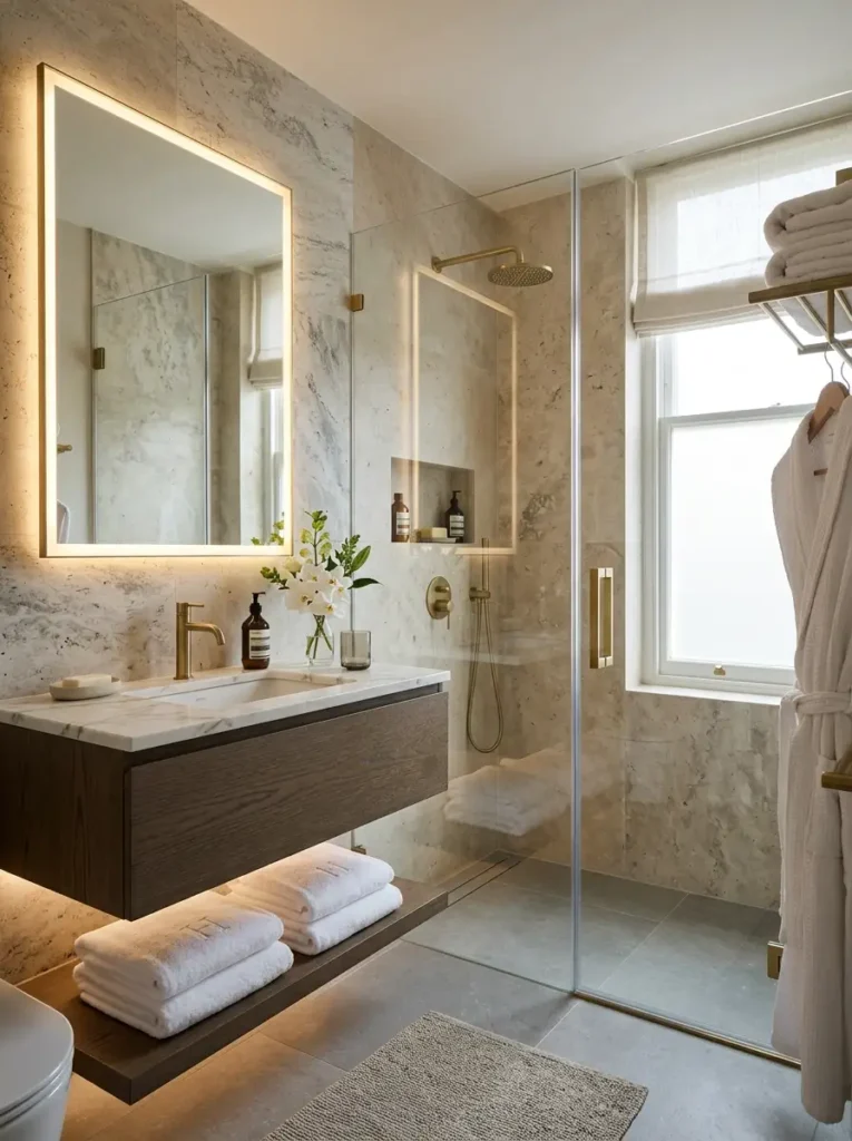 Luxury hotel-inspired Modern Small Bathroom Design