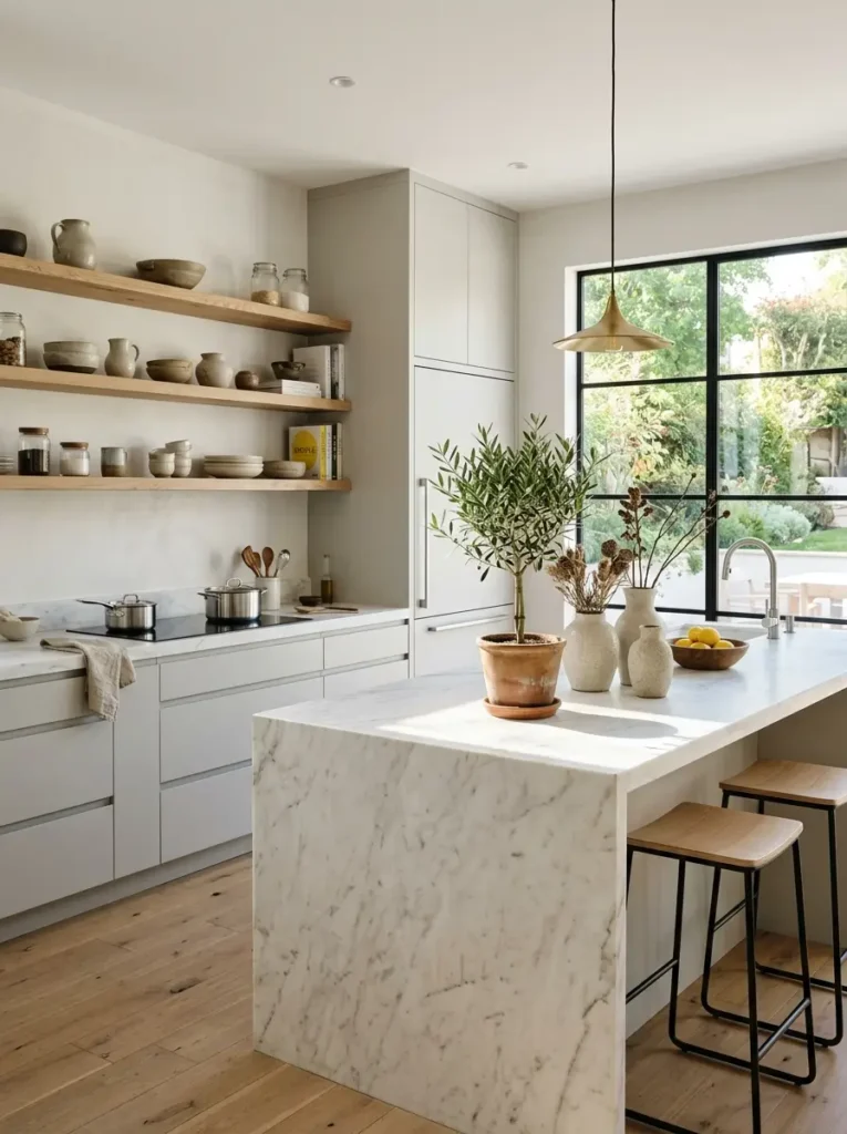 Sustainable kitchen decor panels on luxury energy efficient appliances.